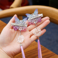1 Pair Butterfly Long Tassel Step Shake Hairpin Hair Clip Wedding Hair Jewelry Headpieces for Women Chinese Hanfu Dress