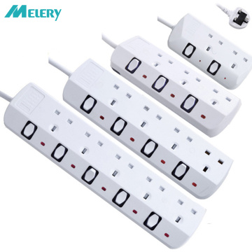 Power Strip Surge Protector 2/3/4/5 AC UK Outlet Plug Socket with USB Charger Port Switch Electrical Adapter 2m Extension Cord