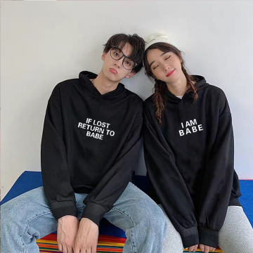 Autumn Women Men Hoodies Sweatshirts Casual If Lost Return To Babe I Am Babe Letter Print Pullover Matching Clothes for Couples