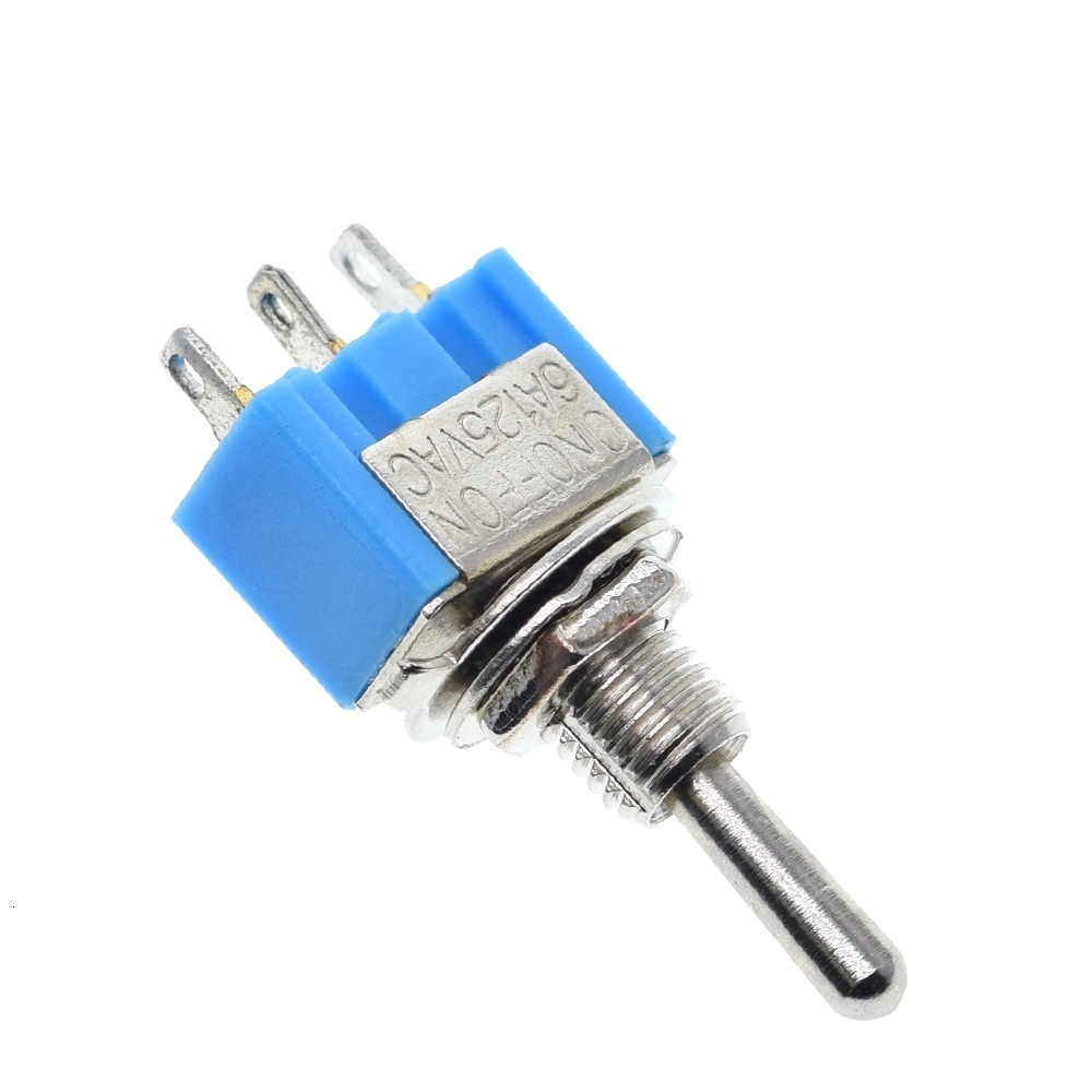 10Pcs SPDT ON/ON AC125V 6A Blue Mini 2 Positions 3 Pins Latching Micro Toggle Switches MTS-102