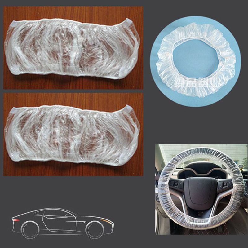 100 Pcs Universally Vehicle Car Disposable Plastic Steering Wheel Protector Cover Waterproof For Car Interior Accessories