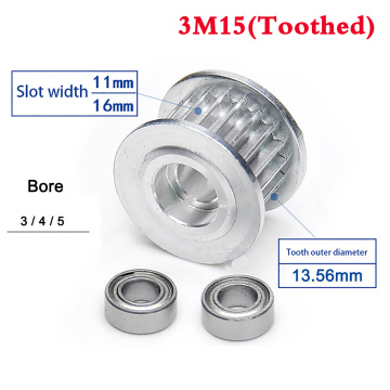 1Pcs 3M 15 Tooth 16 Tooth Idler Timing Pulley Double Side Bearing Synchronous Wheel Width 11mm 16mm