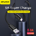 AWEI CL-110T 5A Type-C USB Data Cables Durable 1m Quick Charging Super Fast Charging Usb C Cable Universal for Mobile Phone