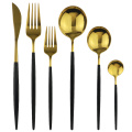 4/ 6 set Gold Flatware Set Kitchen 18/10 Stainless Steel Tableware Set Knife Fork Spoon Cutlery Set Party Home Accessories Black