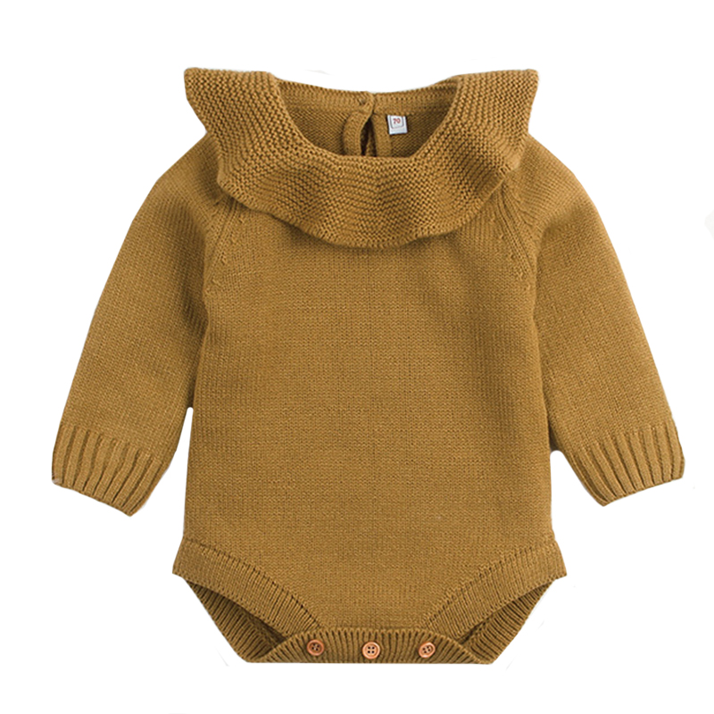Baby Boy Girl Autumn Winter Clothes Long Sleeve Solid Color Knitted Warm Romper Jumpsuit Playsuit Newborn Clothes