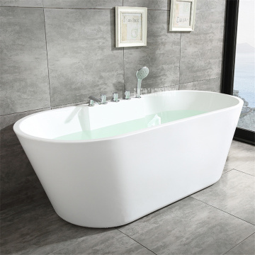 SY-2013 1.5m Adult Acrylic Household Bathtub Oval Freestanding Tub Modern Bathroom Bathtub S-Trap With Copper Tap Hardware Part