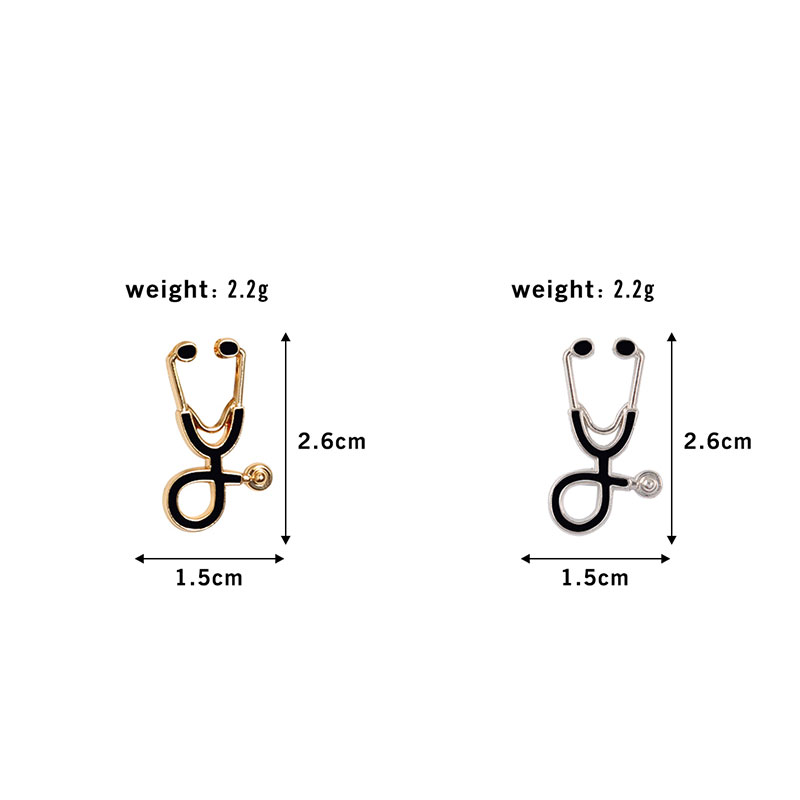 Doctors Nurses Gold Sliver Mini Stethoscope Brooches Pins Jackets Coat Lapel Pin Bag Button Collar Badges Gifts Medical Jewelry