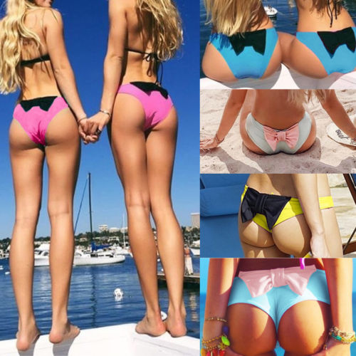 2018 Swimwear Bottom HOT Brazilian Scrunch Women V Thong Bikini Bottom BOW-TIE Swimwear Sexy Women Beachwear Only Bottom