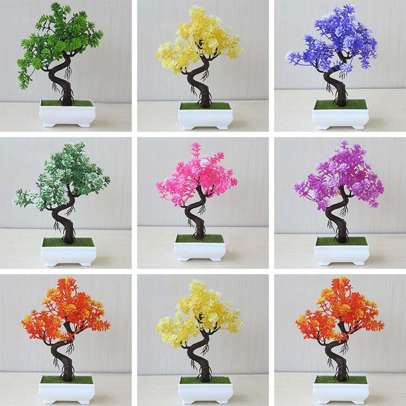 1 Pcs/Lot Artificial Flower Plant Potted Green Planting Wedding Home Decoration Small Ornaments Desktop Simulation Flower Bonsai