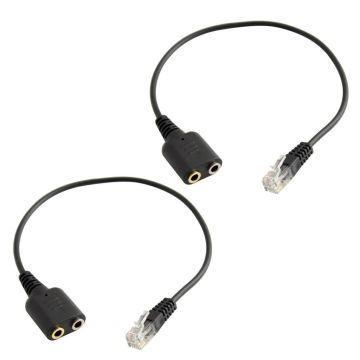 Retail 2x RJ9 To 2 Port 3.5mm Female Jack headset Adapter Cable for Telephone Headset to CISCO