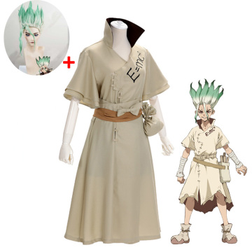 Anime Dr. Stone Senku Ishigami Cosplay Costume Senku Adult White Male Full Set Halloween Christmas Carnival Party Costumes wig