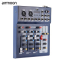 ammoon F4-USB Mixing Console 3 Channel Digital Mic Line Audio Mixer Console with 48V Phantom Power for Recording DJ Stage