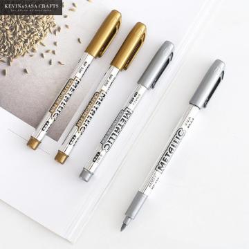 2Pcs/Set Marker Pen Stationery School Supplies Pen School Stationery Office Gold and Silver Marker Pen Kids Gift Office Tools