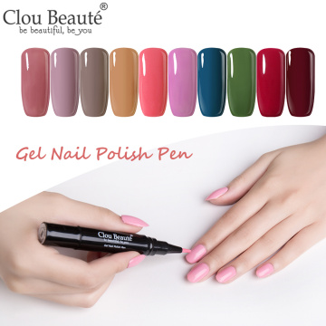 Clou Beaute Gel Nail Polish Pen Pure Color Base Top Need UV Nail Manicure Varnish Hybrid Soak Off Gel Lacquer Lucky Nail Paint