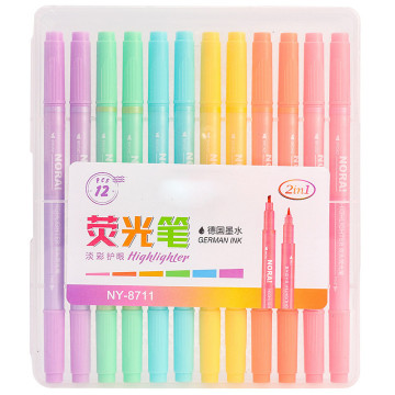 12pcs/set Highlighter Pen Students Highlighters marker Brush pens pastel markers fluorescent pen drawing School supplies