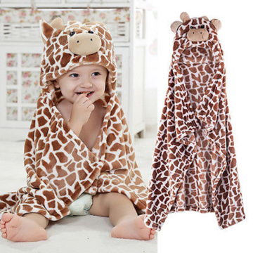 100cm Cute Baby Hooded Bathrobe Soft Infant Newborn Baby Cartoon Giraffe Bear Shaped Towel Blanket Baby Bath Towel Washcloth