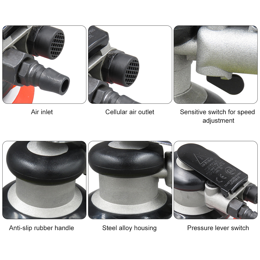 Pneumatic Sander Pneumatic Polisher Air Sander 5'' Air Orbital Sander Grinder Sanding Machine Tool Polishing Machine