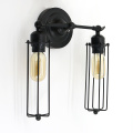 2 Light Decorative Black Industrial Wall Lights Vintage Retro Design Caged Stair Step Lamp Indoor Gladiator Shape E26/E27