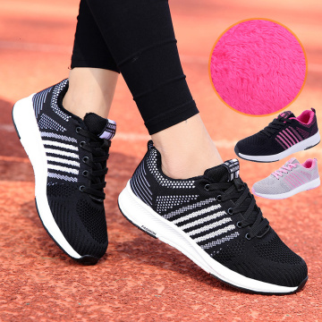 Winter Sneakers Women Tennis Shoes Zapatos Mujer Fur Warm Sport Gym Shoes Fashion Chaussures Femme Casual Flat Ladies Tenis Shoe