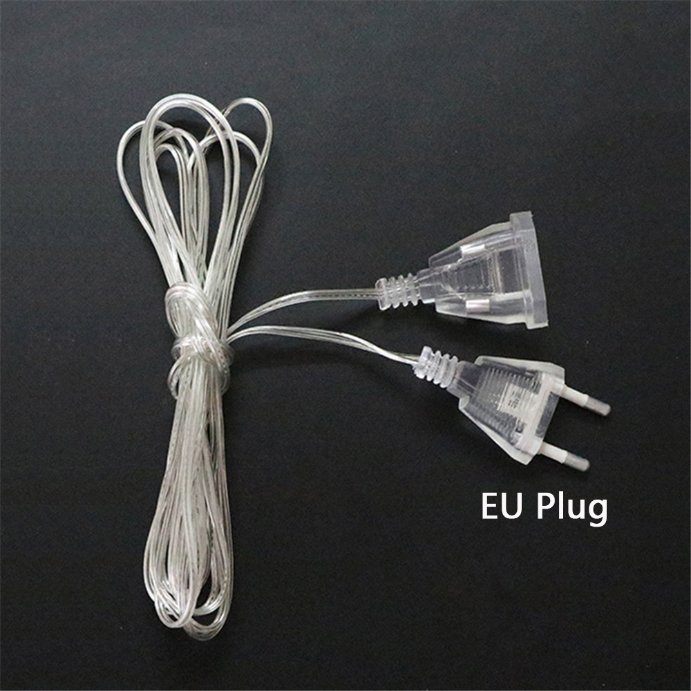 3M 5M EU US Power Extension Cable Transparent Standard Power Extension Cord Wire for LED String Light Christmas Holiday Lights