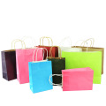 20pcs/Lot Colorful Kraft Paper Gift Tote Bag Festival Gift Pouch Paper With Handles Wholesale Custom Printed Bags