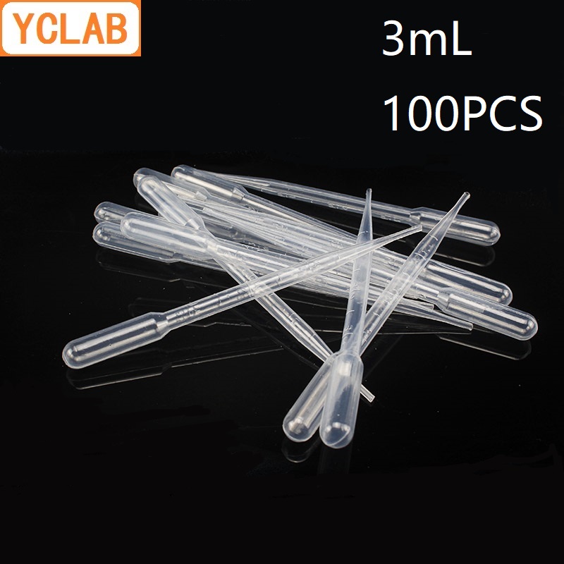 YCLAB 100PCS 3mL Disposable Dropping Pipette Pasteurized Plastic with Graduation Mark Laboratory Chemistry Equipment