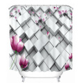 Customized Beautiful 3D White Flower Butterfly Pattern Shower Curtains Bathroom Curtain Waterproof Thickened Bath Curtain