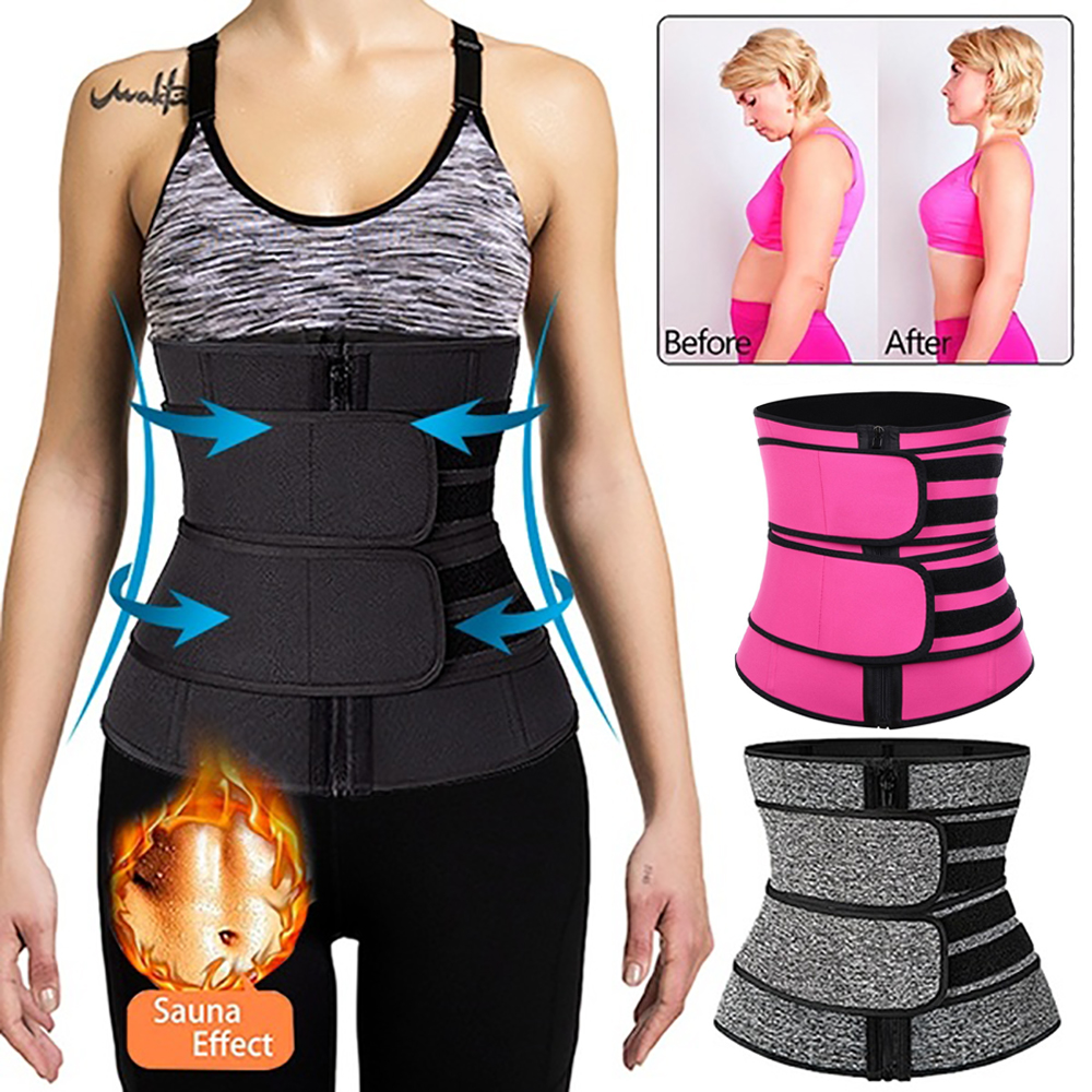 SHUJIN Neoprene Sauna Shaper Waist Trainer Corset Sweat Slimming Belt for Women Weight Loss Compression Trimmer Workout Fitness