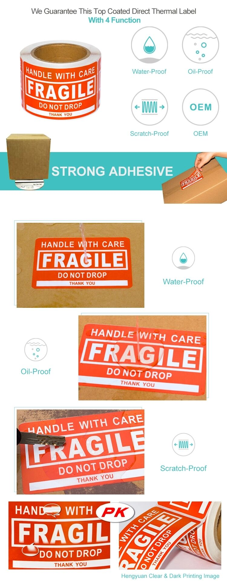 fragile label roll