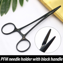 Cosmetic plastic surgery instrument 12.5cm stainless steel porcelain black handle needle holder needle holder double eyelid tool