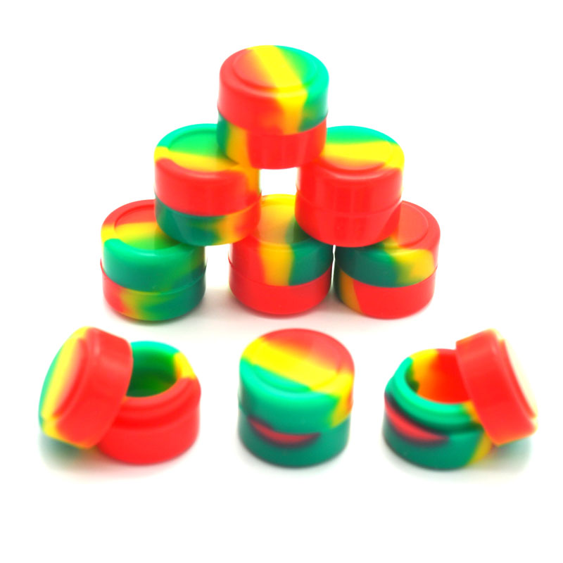 2pcs 2ml Silicone Wax Box Dry Herb Jars Dab Round Shape Silicone Container Dry Herb Oil Wax Vaporizer Silicone Jar