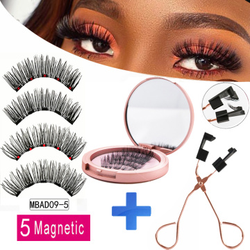 NEW With Mirror 5 Magnet Magnetic Eyelashes 2 Pairs With Applicator faux cils magnetique Natural False Eyelashes Long Mink lashe