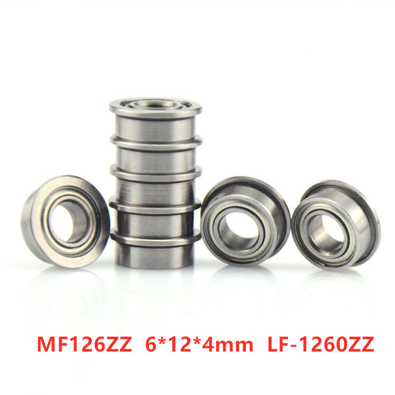 100pcs miniature flanged bearing MF126ZZ 6*12*4 mm LF-1260ZZ flange deep groove ball bearings 6mmx12mmx4mm