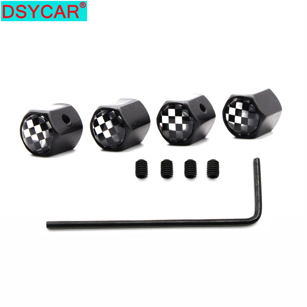 DSYCAR 5 Pcs/Set Car Styling Zinc Alloy Anti-theft Black White Logo Car Tire Valve Caps Wheel Tires Tire Stem Air Cap Airtight