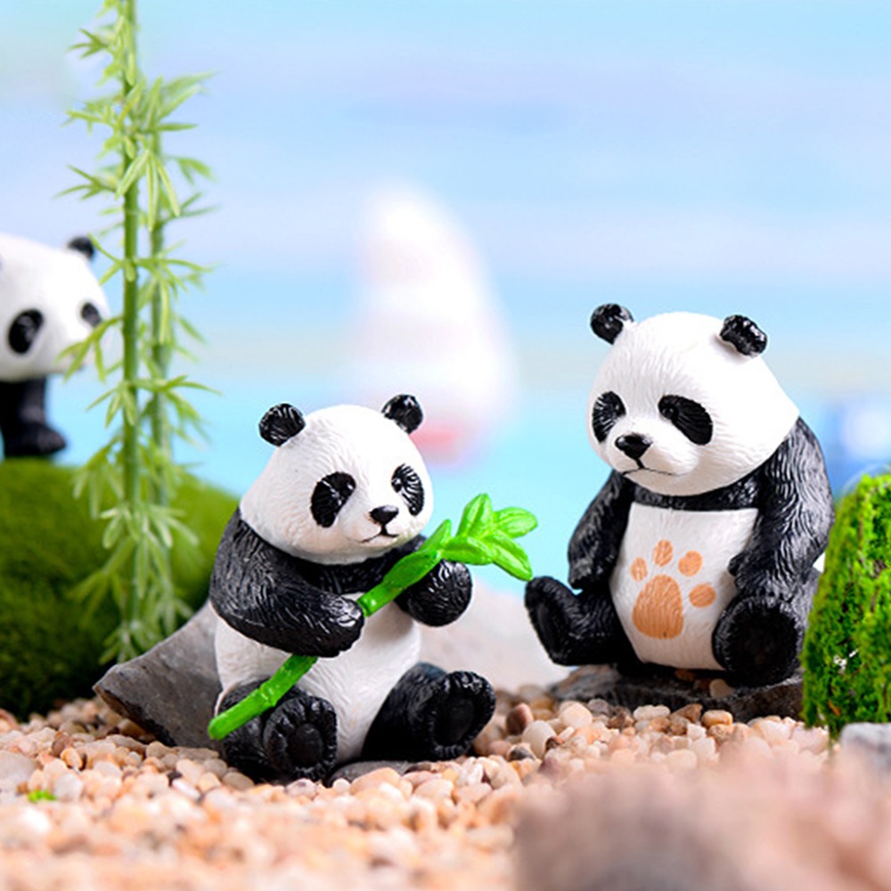 1 Pcs Miniature Resin Pandas Garden Plant Flower Pot Bonsai Dollhouse Decoration