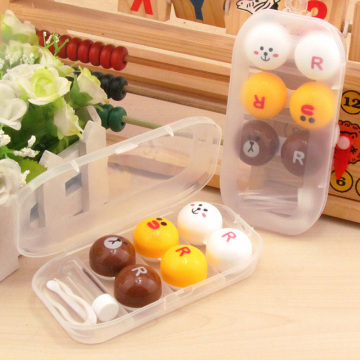 cute bear contact lens case Simple fresh contact lens storage box Beauty portable case 3 Double box