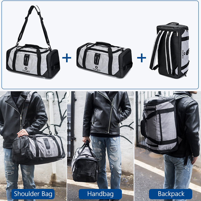 OZUKO 2019 Multifunctional High Capacity Men Travel Duffle Bag Waterproof Oxford Luggage Handbags Carry On Weekend Bags for Trip