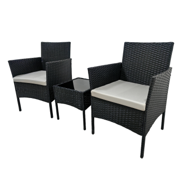 Black PE Rattan KD Modern Balcony Set