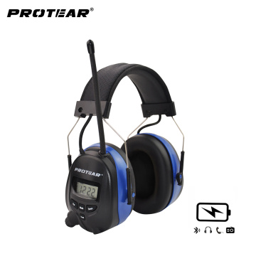 Protear Lithium Battery Bluetooth & Radio AM/FM Safety Ear Muffs NRR 25dB Hearing Protection Tactical Protector For Mowing