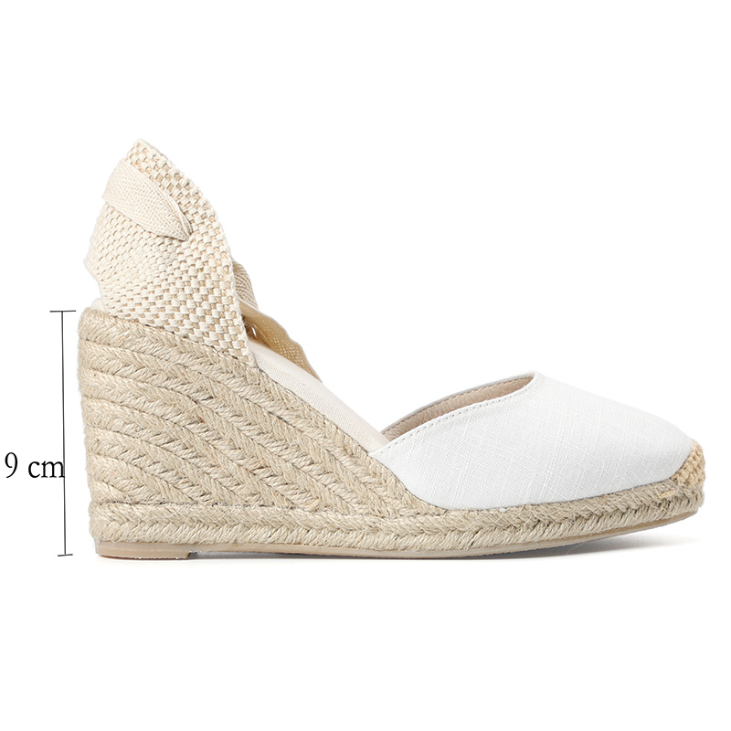 Womens Summer Espadrille Heel Platform Wedge Sandals Ankle Buckle Strap Closed Toe Shoescross-tied Rubber Lace-up