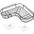 Hot Punch Free Corner Bathroom Shelf Fixtures Wrought Iron Storage Rack With Two Stick For Wall Shelf Bathroom Kitchen Holder