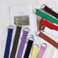 Fashion Casual Unisex Nylon Canvas Fabric Belt Strap D Ring Buckle Waist Band Solid Color Long Cloth Dress Knitted Waistband