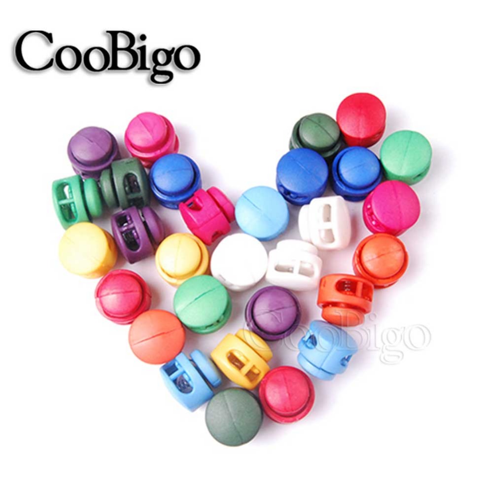 10pcs 16*17mm Multi Colors Plastic Paracord Cord Lock Clamp 2 Hole Toggle Clip Stopper Shoelace Cord Buckles Cord Lanyard Parts