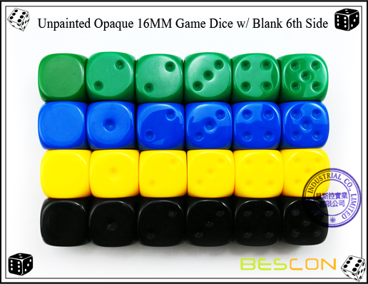 Unpainted Opaque Dice 16MM with Blank 6th Side-2