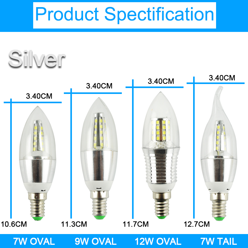 Led bulb E14 Aluminum 3W 6W 9W 12W Led Lamp AC 220V LED Candle Bulb Cool Warm White Lampada Bombillas Lumiere Lampara led light