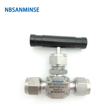 NV Mini Needle Valve Tube End Pipe Valve Pin Stainless Steel Valve 6000 Psi Air Water for Lab Food Clean environment NBSANMINSE