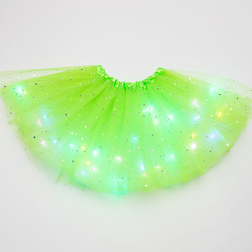 1pc Flower Star Princess Girl Kids Light Tutu LED Skirt Tulle Skirt Birthday Gift Glow Wedding Costume Led Clothing Christmas