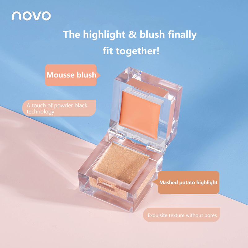 Blush Highlight Dual-use 2-In-1Bicolor Used On Face Shoulders Collarbone Long-lasting Brighten Skin Color Makeup Cosmetics TSLM1