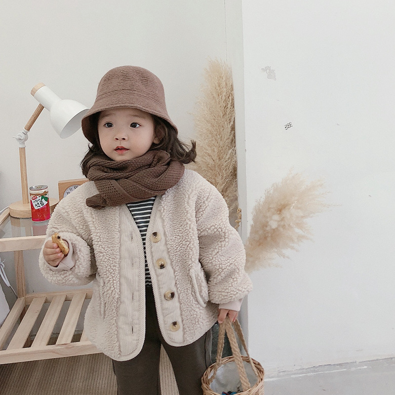 Winter Children Wool Blend Fur Thick Warm Outerwear for Girls Autumn Loose Cashmere Wool Coat Solid Coat Girls Jackets