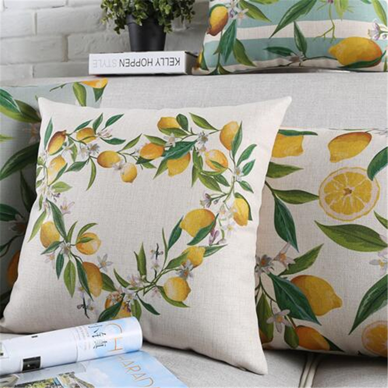 Wholesale 2017 NEW ON SELL comfortable creative Home Decor Pillow Lemon pattern Cushion Decoration green plants Throw Pillows